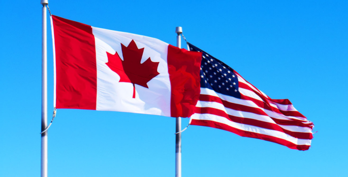 Flags of Canada and the USA