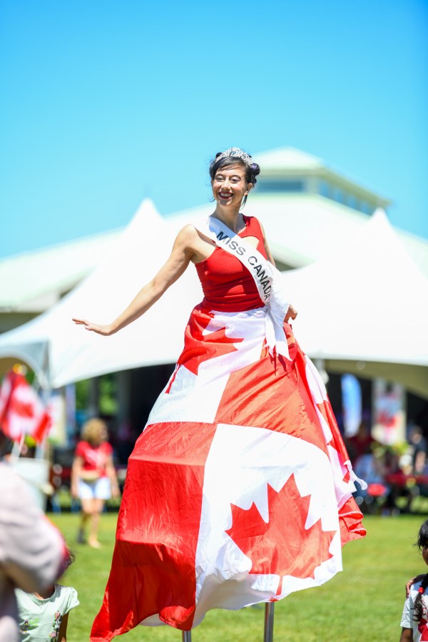 lady wearing Canada Day dress