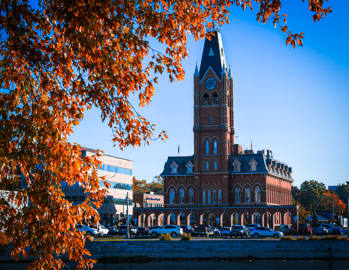 City Hall with fall leaves