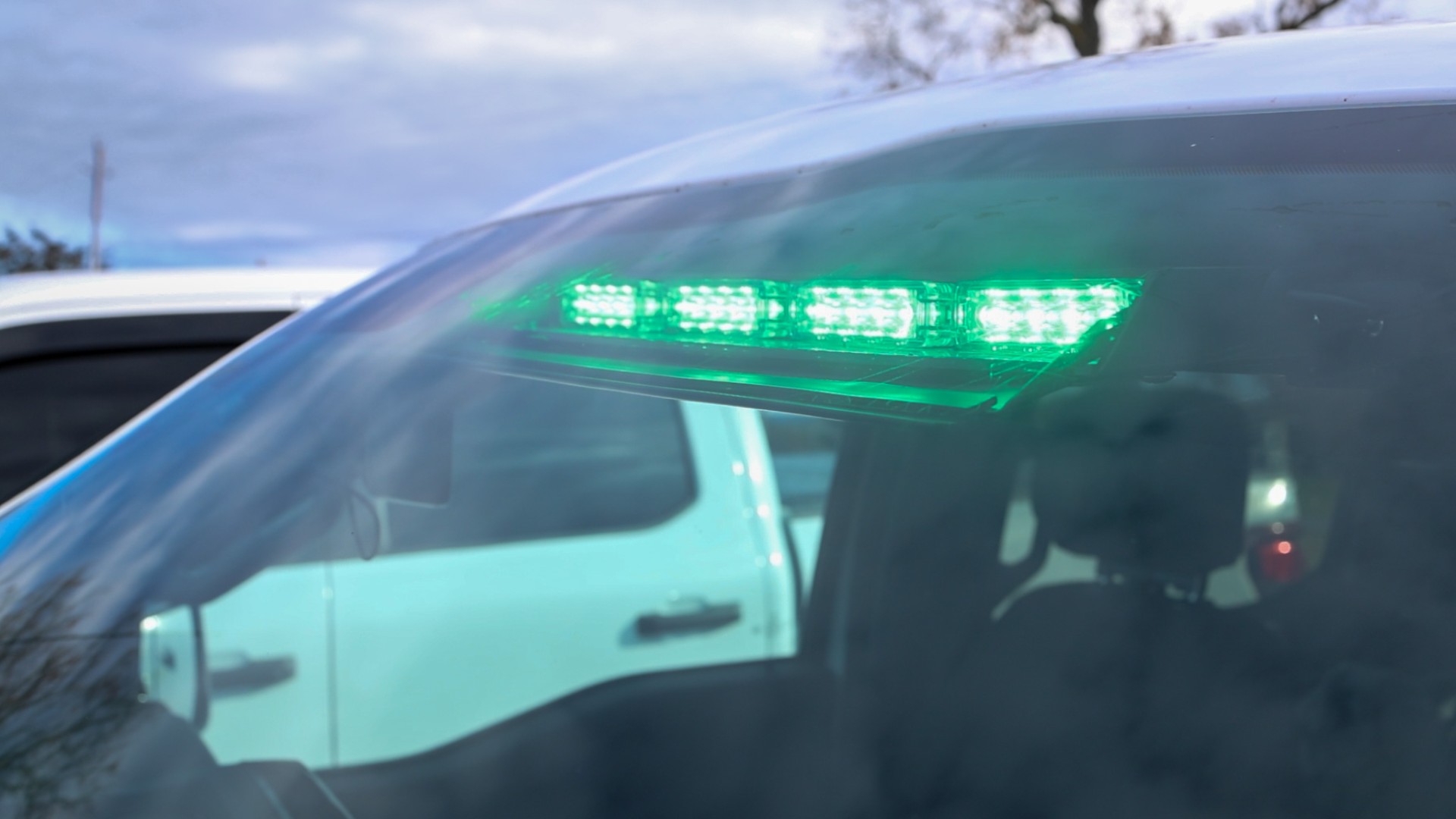 Green lights inside a truck