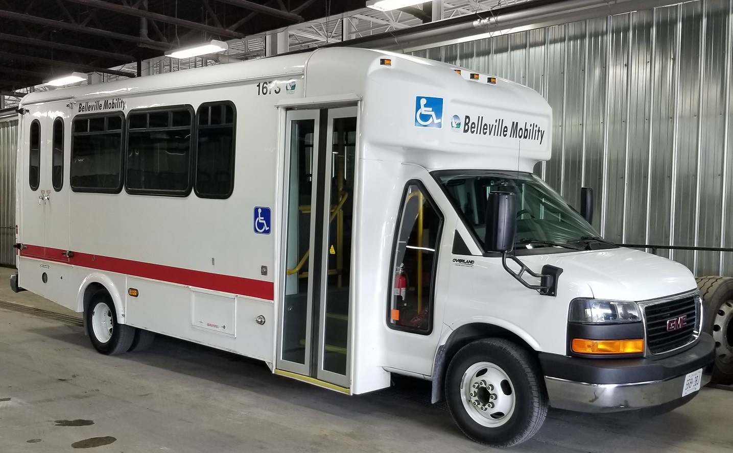 the mobility bus is a specialized transit vehicle that features standard front door boarding and rear boarding lift option. They are shorter than a conventional transit bus.